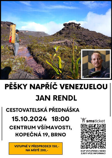 Přednáška Pěšky napříč Venezuelou - Jan Rendl, Centrum všímavosti. Magazín KULTINO* Brno