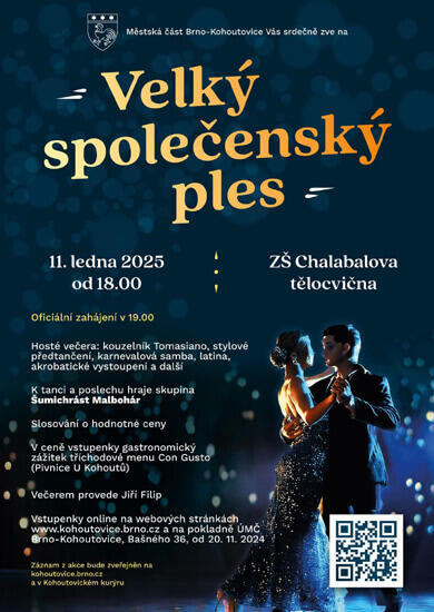 Akce Velký společenský ples 2025, ZŠ a MŠ Brno, Chalabalova 2. Magazín KULTINO* Brno