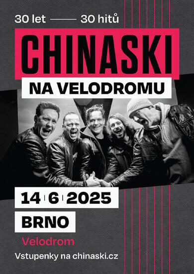 Hudba Chinaski na Velodromu v Brně, Velodrom Brno. Magazín KULTINO* Brno